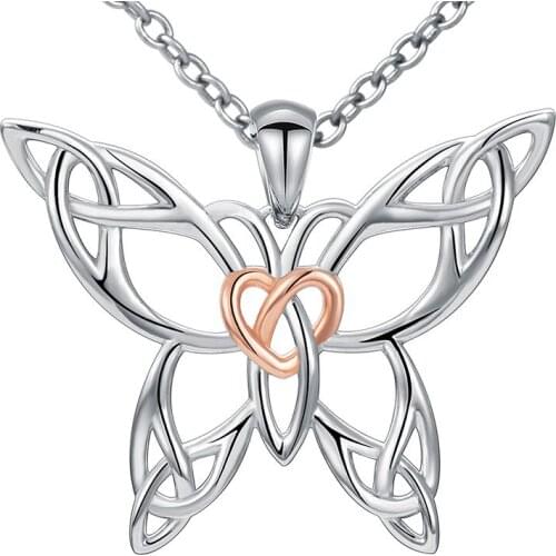 Xiaojing New 925 Sterling Silver Cute Animal Butterfly Pendant Necklace Female Fashion Jewelry for Women Gifts Drop Shipping