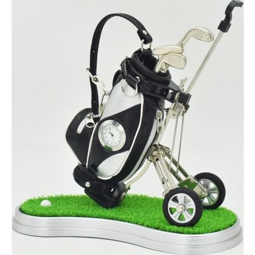 Novelty Golf Pens Holder with Clock and Lawn Tray Unique Christmas Golf Gift for Golfer Fanatic Fans Desk Decoration Boss Xmas