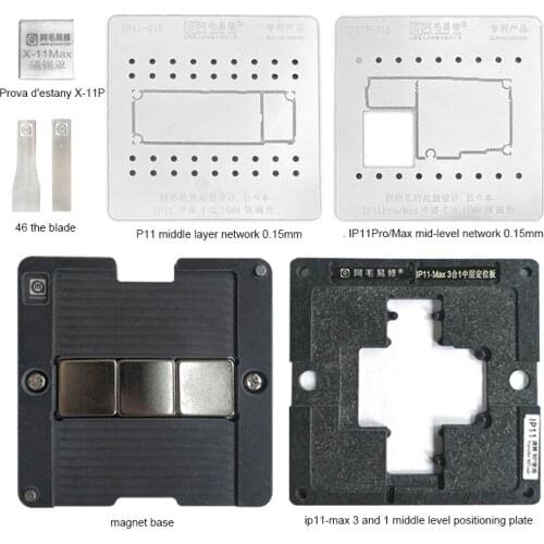 Soldering Platform For iPhone11/Pro/Max Middle Mainboard BGA Reballing Fixture With Stencils Magnet Base Adjustment Plate