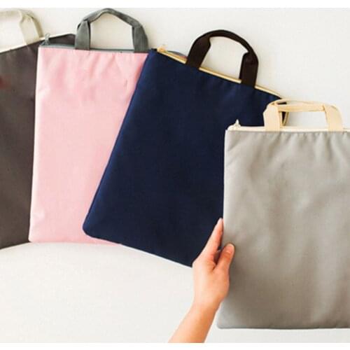 Portable Canvas File Bag with Hidden Wide Open Pocket Waterproof Backpack Organizer Bag Travel File Storage Bag Zippered