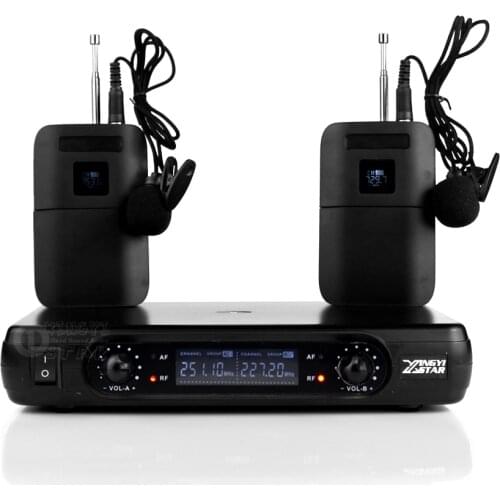 Professional Lapel Lavalier Microphone Wireless Mic Dual Channel Cordless LCD Receiver BLX1 Transmitter For Sing Karaoke System