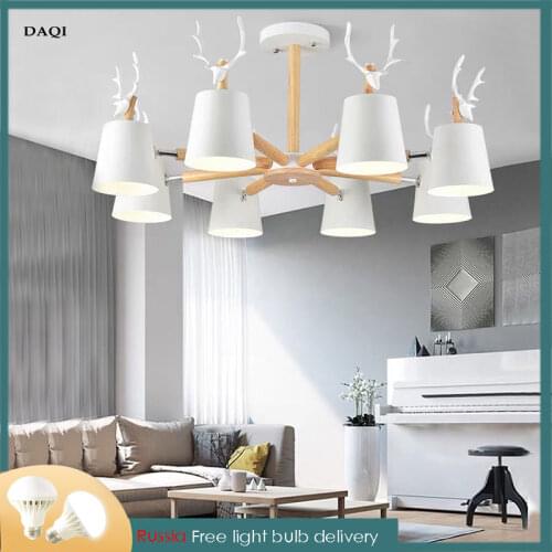 2021 New Nordic Wooden Factory Direct LED Lights Turned To Ceiling Lamp Dining Room Bedroom Modern Chandelier for Living Room