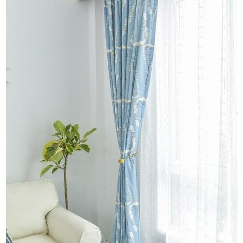Modern Simple and Fresh Curtains Pastoral Style Curtains Polyester Cotton Solid Color Printed Curtains for Living Room Bedroom