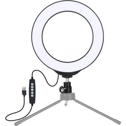 PULUZ 6.2 inch 16cm USB 10 Modes RGBW Dimmable LED Ring Vlogging Photography Video Lights with Cold Shoe Tripod Ball Head