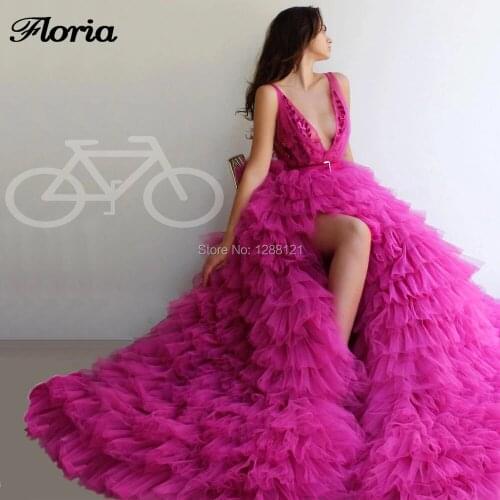 Tulle Tiered Arabic Couture Ball Gown Evening Dresses 2019 Kaftan Sleeveless Beading Prom Dress Turkish Islamic Party Gown Aibye