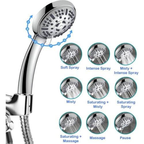 Zhangji 9 Modes Saving Water High Pressure Shower Head Mist Massage Spa Rainfall Shower Heads Accessories for Bathroom
