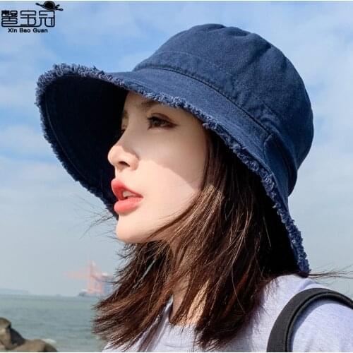 Womens new hat 2021 edging retro fishermans hat sun protection in summer