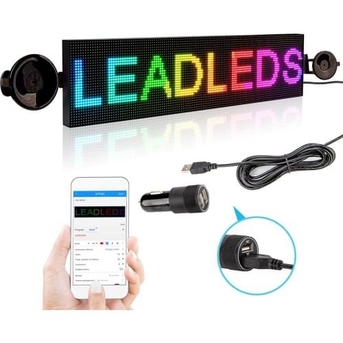 12.8*12.8 CM 12V Led CAR Sign RGB APP Bluetooth Control Screen Programmable Preset Scrolling Message LED Display Board Gift