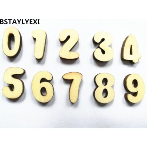 300pcs Assorted Flat Back Wood Number Flatback Wooden bead Scrapbooking diy Jewelry Accessories craft