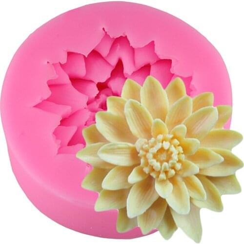 3D Lotus Chrysanthemum Flowers Cake Decorating Tools DIY Baking Chocolate Candy Fondant Silicone Mold Soap Resin Clay Mould