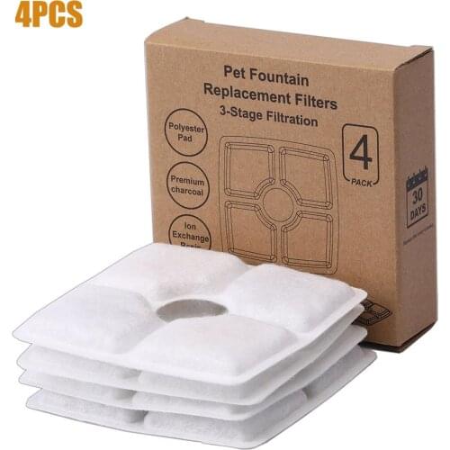 4PCS Pet Fountain Filter Activated Carbon Filter For 1.8L LED Automatic Water Drinking Fountain Cat Dog Pet Bowl Drink Filter