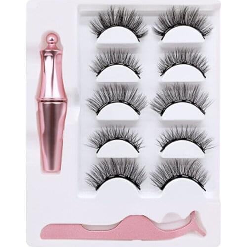 YioWio Magnetic 5pairs Mixed Styles Thick Magnetic Lashes Eyeliner Magnetic Kit Soft Natural Strip Magnet Eyelashes