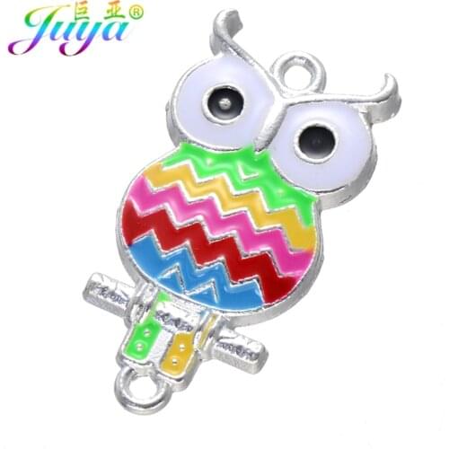 5 PCS Wholesale Gold/Silver Color Enamel Charms Owl Connector Accessories For Crafting Class Handicraft Jewelry Making