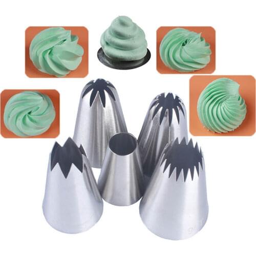 5Pcs Cakes Decoration Set Cookies Supplies Russian Icing Piping Pastry Nozzle Stainless Steel Kitchen Gadgets Fondant Decor
