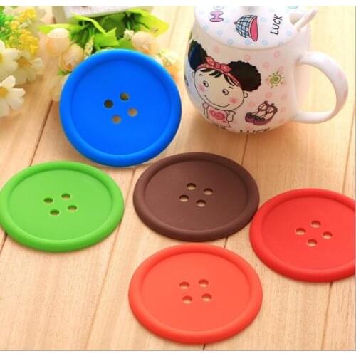 800 pcs Sweet Cup Insulating Pad Coaster Fashion Colourful Button Design Cartoon Cup Mat
