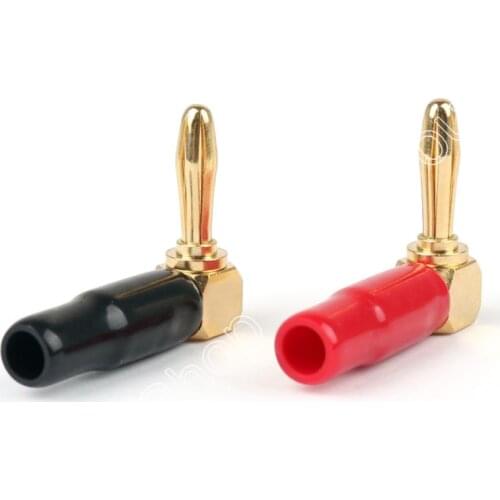 Areyourshop Sale 2PCS High Quality Right Angle L Banana Plug Speaker Cable Connector Screw Type Free Solder Mini Plugjack