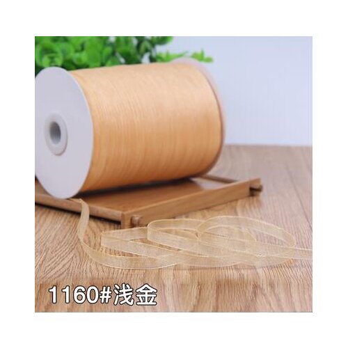 Pale gold 6mm Wide Double Face Organza Ribbons Christmas Wedding party Decoration Birthday Presents Wrapping Ribbon 10 meters