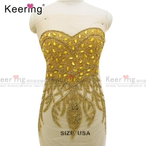 Bling Bling Glod front part Rhinestone Bodice Wedding dress mermaid beauty bridal wedding evening dress WDP-124