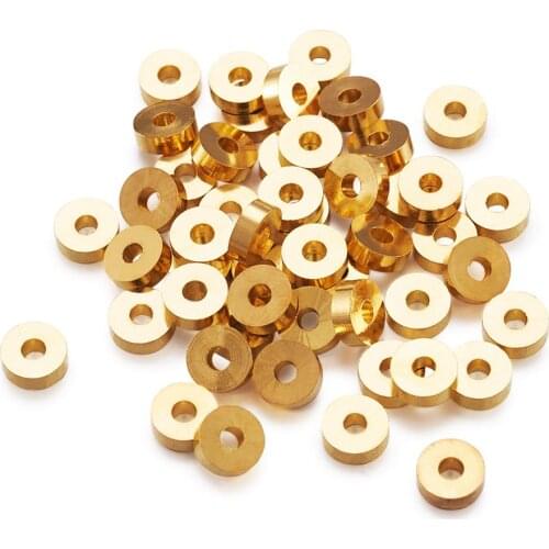 50pcs Golden Metal Brass Rondelles Bead Loose Spacer Beads for DIY Jewelry Making Accessories Supplie 6x2mm, Hole: 2mm