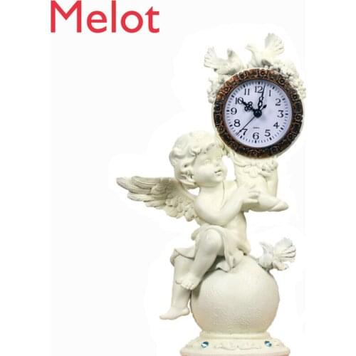 European-Style Angel Clock Seat Clock Living Room Clock Decoration Creative Home Bedroom Bedside Table Mute Desk Clock Durable