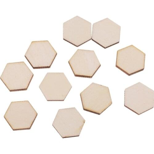 Wood Hexagon Cutout Shapes Unfinished Handmade Craft- 54 pcs