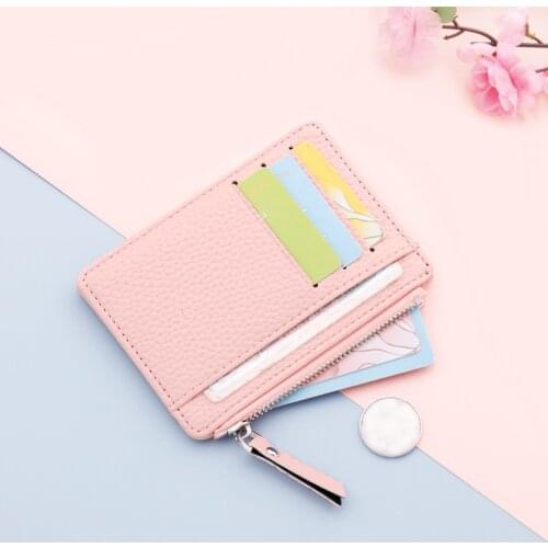 Business Card Holder Wallet Women or Men Black/pink/brown/red Credit Card Holder Case PU Leather Female/male Zipper Card Bags