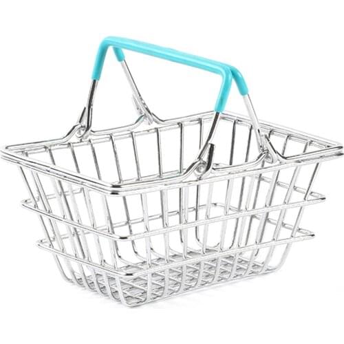 Children Miniature Metal Supermarket Shopping Basket Pretend Role Play Toy Gift Children Toys Birthday Christmas New Year Gift