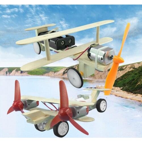 2 Colors Childrens DIY Wooden Puzzles Airplane Helicopter Students Handmade Mini Model Popular Science Model For Kids Gift