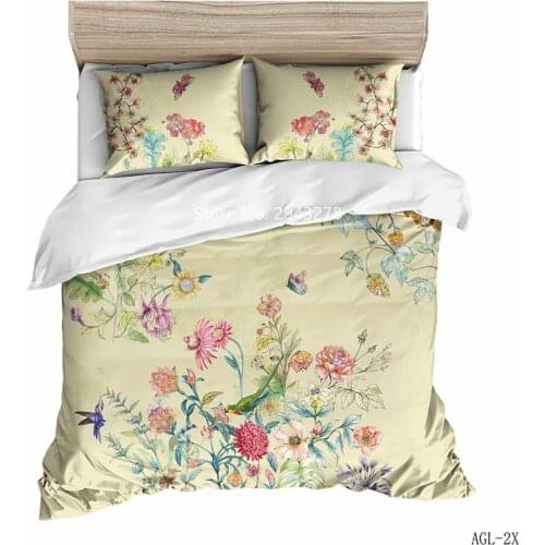 Home Textiles Watercolor Flowers Romantic Printing Bedding Set Stylish Warm Duvet Bed Cover Pillowcase Girls Bedroom Decoration
