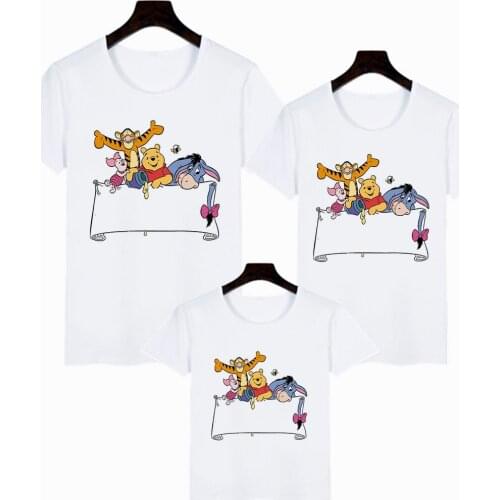 Baby Girl Boy Harajuku T Shirt Summer Winnie the Pooh Graphic Brothers and Sisters Parents' T-shirt Funny Kawaii Streetwear Top