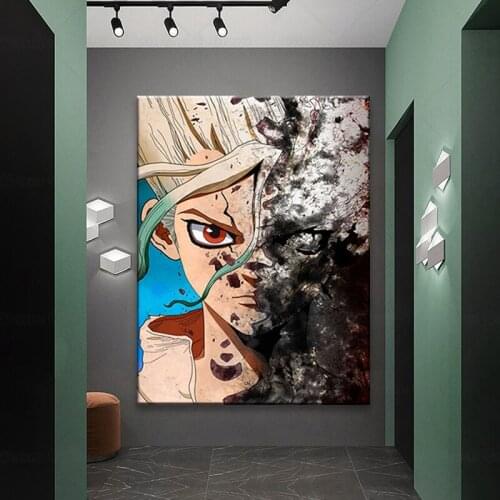HD Prints Home Japan Anime Cool Boy Decor Canvas Black Gift Dr.STONE Poster Painting Wall Art Picture Frame For Living Room