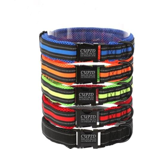 Custom Dog Collar Personalized Pet Tag Collar Name Puppy Cat Nameplate ID Collars Engraved Reflective Breathable Mesh Padded