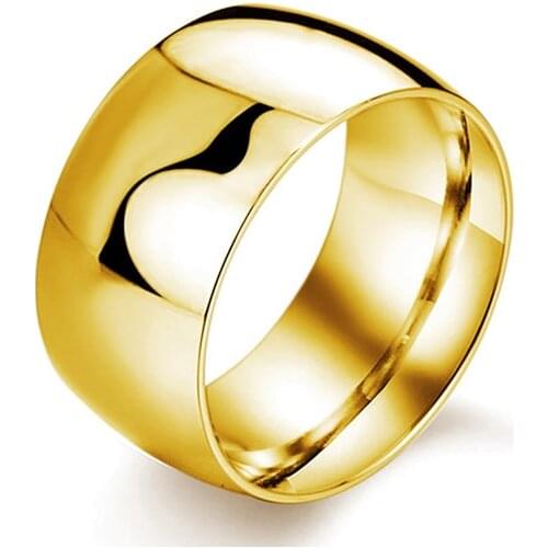 10mm Never fading Classic Engage Wedding rings yellow Gold Ring filled 316L Titanium steel rings for men and women jewelry