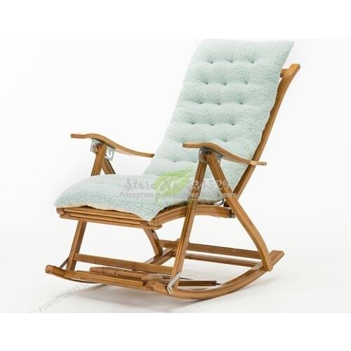 38%Recliner Rocking Chair Adult Folding Lunch Break Easy Chair Summer Nap Bed Home Balcony Casual Old Lazy Bamboo Chair