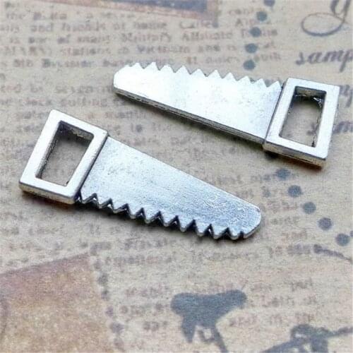 BULK 30 Zinc Alloy Tibetan Silver Plated Hardware Tool Saw Charms Metal for DIY Bangle Bracelet 23.4*8.8mm 1.2g