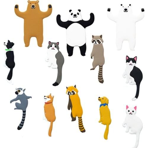 Multifunctional Cute Animal Cartoon Racks Easy To Stick Non-marking Hooks Adhesive Refrigerator Magnet Home Storage Organization