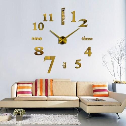 Fashion 3D Wall Clock European Style Mirror Sticker DIY Brief Living Room Decor Meetting Room Acrylic Mirror