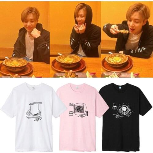 New K Pop Kpop Tshirt SHINee Kawaii Hand Painted Food Printed T Shirt Women Short Sleeve K-pop T-shirt Harajuku Streetwear Shirt