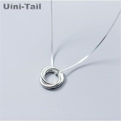 New listing 925 sterling silver simple three-ircles pendant necklace temperament fashion simple wild high quality jewelry gift