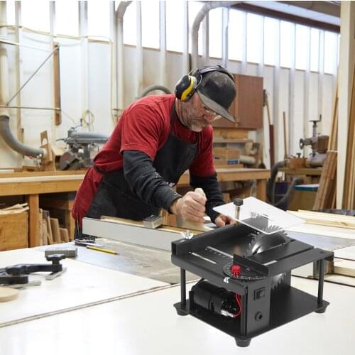 Multifunctional Electric Table Saw Adjustable-Speed Mini Desktop Circular Saw Cutter for Wood Plastic Acrylic Cutting