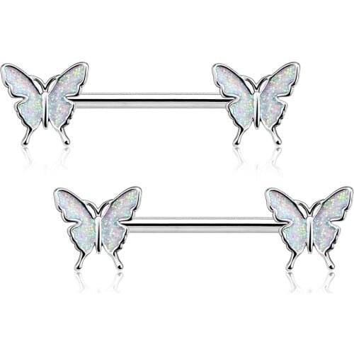 Body Punk 5PCS Stainless Steel Nipple Piercing Butterfly Nipple Piercing Ring Jewelry Sexy Woman Bar Body Jewelry