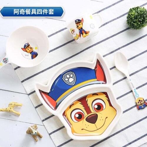 Genuine Paw Patrol Toys Set Kids Cup Plate Figure Toys Marshal Skye Rubble Chase Spoon Boys Girls Birthday Gift For Children