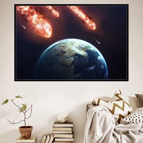 Universe Space Moon Poster Silk Cloth Earth Canvas Painting Wall Art Planet Satellite Solor System Living Room Decoration