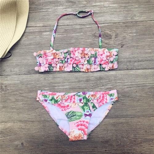 Girls Cute Floral Bikini Girl Two Piece Beachwear Child Split Swimwear Swimsuit Baby Bathing Suit For Kids Baby Girls Biquini