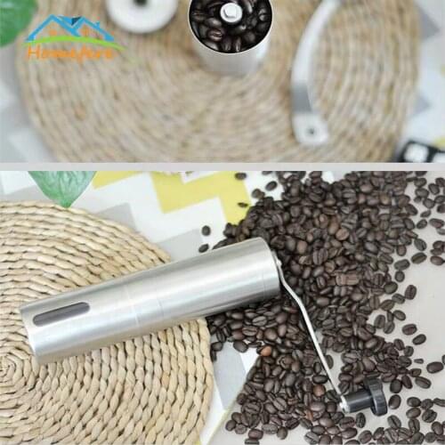 Manual Ceramic Coffee Grinder Stainless Steel Adjustable Coffee Bean Mill With Rubber Loop Ring Easy Clean Kitchen Tools