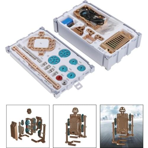 Science Metal DIY Walker Robot Model Kit Hand-operated Kids Home Ornaments Hand-operated STEM Educational Full Metal Model Parts