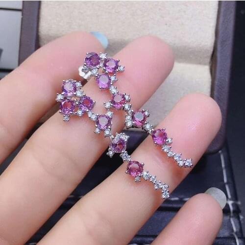 Natural And Real Garnet gemstone earrings S925 silver earrings women fashion earrings New year gift