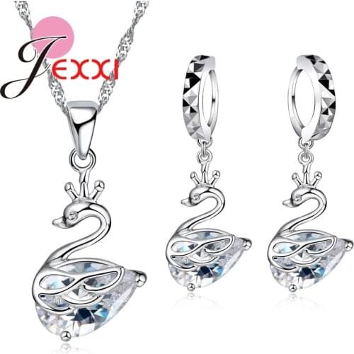 Wedding Jewelry Sets 925 Sterling Silver Cubic Zircoina Necklace Cute Animal Drop Earrings Charms Bride Accessories