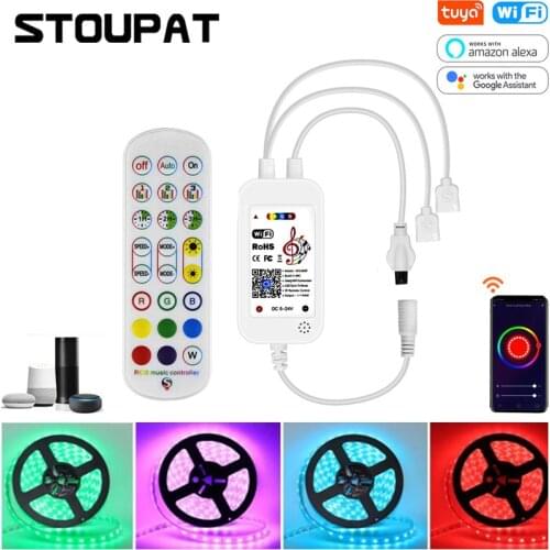Tuya WiFi APP LED Strip Light RGB Controller Music Control 24 Keys IR Remote for DC5V-24V Tape Light Wall Backlight Lamp Home