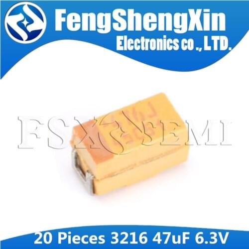20pcs A 3216 47uF 6.3V 476C SMD tantalum capacitor ±10% TAJA476K006RNJ 1206